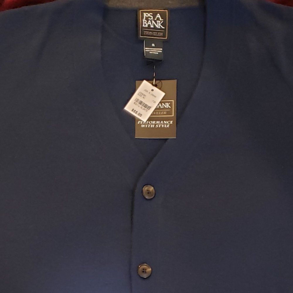 Traveler Collection Merino Wool Cardigan Sweater L Navy NWT